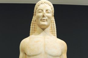 This statue, which is on exhibit at the Getty Villa Museum in Malibu, has a questionable background.  