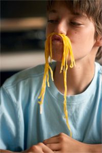 Yeah, spaghetti is all fun and games until you're the spaghetti.