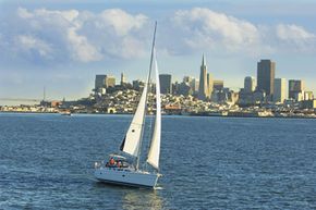 Sailing a luxurious yacht outdoors.