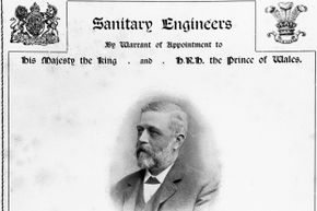 This photograph of the worthy Mr. Crapper graces the cover of the 1902 catalogue of Thomas Crapper and Company, which sold all kinds of plumbing items and water closets.