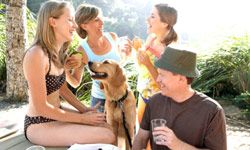 Family picnic with dog