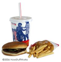 A regular burger, small fries and small Coke