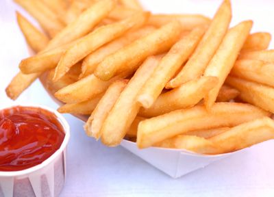 french fries and ketchup