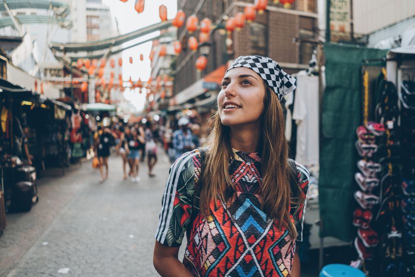 Female tourist on other country