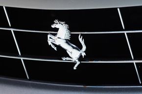 Picture of a Ferrari Logo taken during a press day at the Paris Motor Show at Parc des expositions Porte de Versailles on Sept. 30, 2010 in Paris, France.