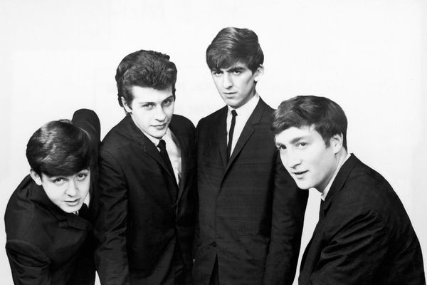 An early photograph of the Beatles with Pete Best.