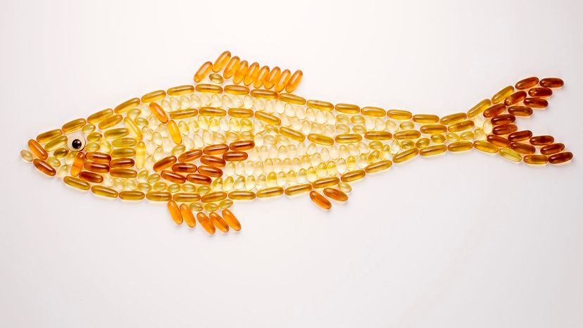 Fish shape made out of fish oil vitamins