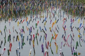 These carp streamers might not be fish raining from the sky, but the scenario might look similar (and it's a cool picture).