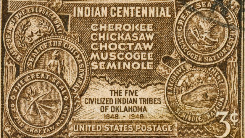  cancelled stamp of five civilized tribes