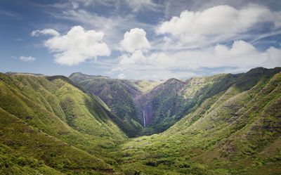 Molokai Island in Hawaii, where Olo'upena Falls is located.
