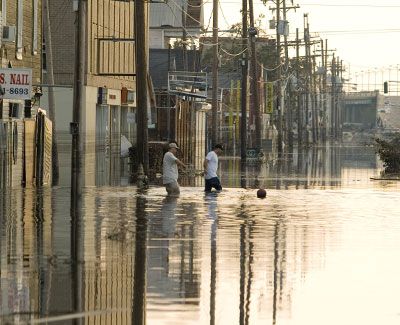 Flooded New Orleans streets after Hurricane Katrina