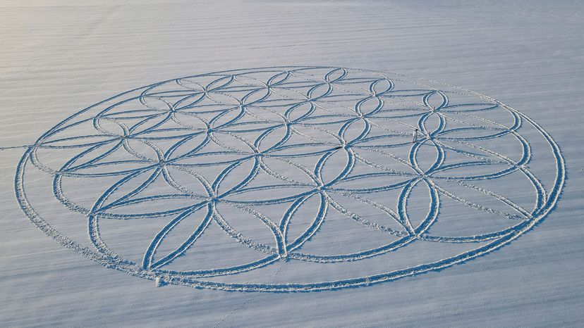Flower of Life symbol in the snow