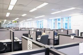 Many offices have fluorescent lamps as a primary source of light. See more green science pictures.