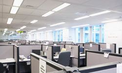 Many offices are lit with fluorescent lamps.