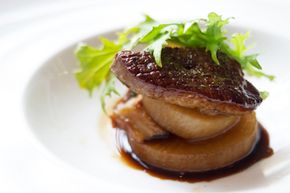 Savory, rich dishes, like this foie gras sautéed and served atop dashi-braised daikon radish, take advantage of the taste aspect known as umami.