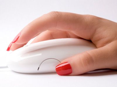 hand clicking computer mouse