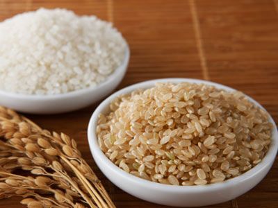 white and brown rice in bowls