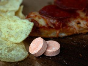 pizza, potato chips, antacids