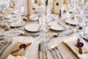 A table set for a formal dinner.