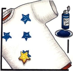 Sponge star shapes onto the T-shirt.