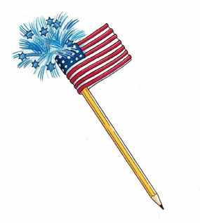 The finished pencil features stars and stripes.