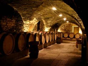An old cellar of traditional French wine producer.