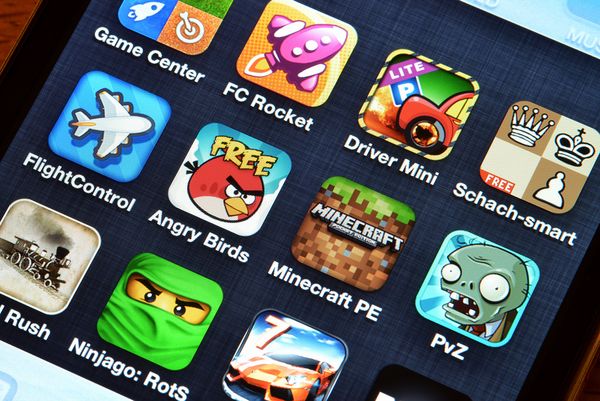 A collection of game apps on an iPhone