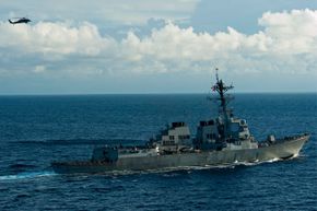 The Arleigh Burke-class guided-missile destroyer USS McCampbell (DDG 85) cruises the Andaman Sea in October 2012. Ridding the USS McCampbell and other ships in its class of saltwater crustaceans can cost the Navy millions of dollars annually.