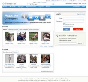 流行的网站图片库Friendster主页。查看流行网站的更多图片。＂width=