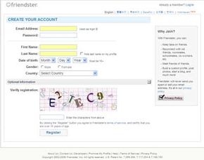 这个注册页面是你的Friendster社交网络的入口。＂border=