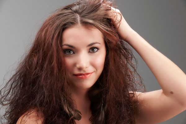 Woman with frizzy hair