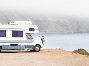 An RV with a front-mount receiver