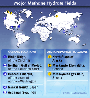 Major methane hydrate fields