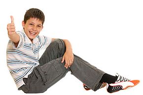 tween boy wearing sneakers