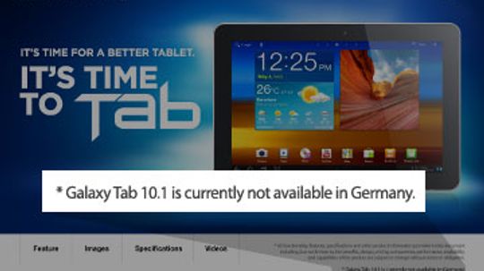 Why has Germany blocked sales of the Samsung Galaxy Tab?