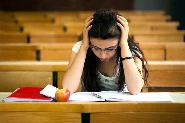 Girl studying for test