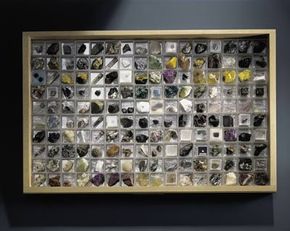 Some gem hunters show off their prized collections in framed displays.