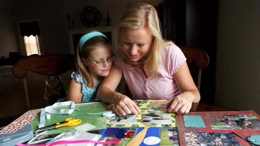 mom and daughter scrapbooking