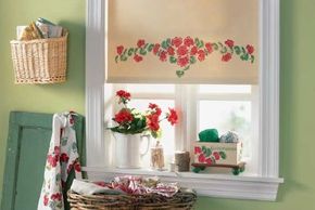 Learn how to stencil this Geranium Window Shade in this article.