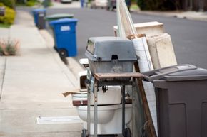 junk sitting on curb