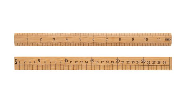 12inch or 30cm Beige Wood Ruler Isolated on White Background