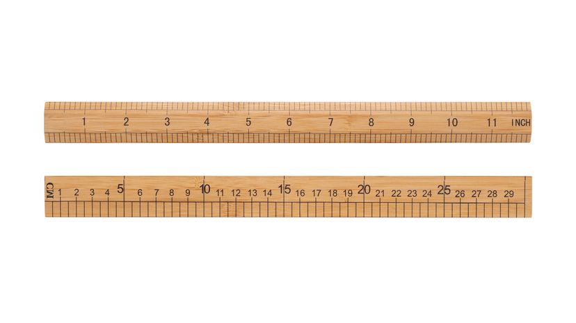 12inch or 30cm Beige Wood Ruler Isolated on White Background