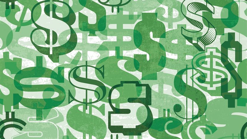 Vector pattern of dollar signs in green