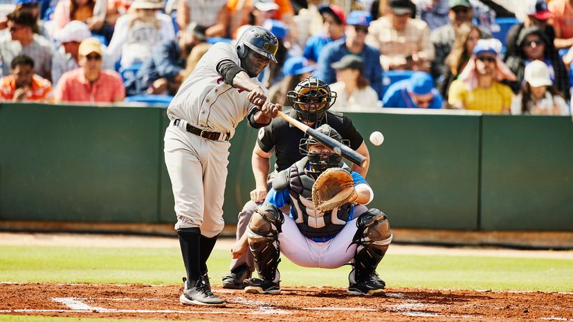 Playing baseball