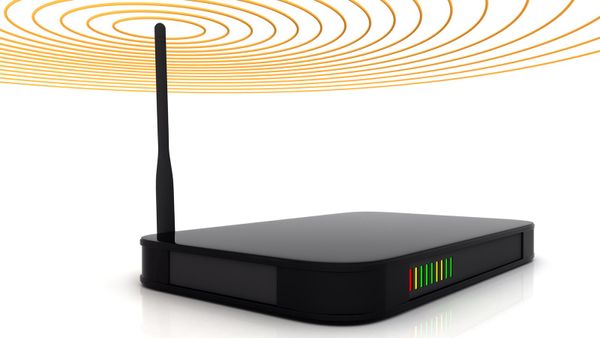 Wireless router emitting wifi signals