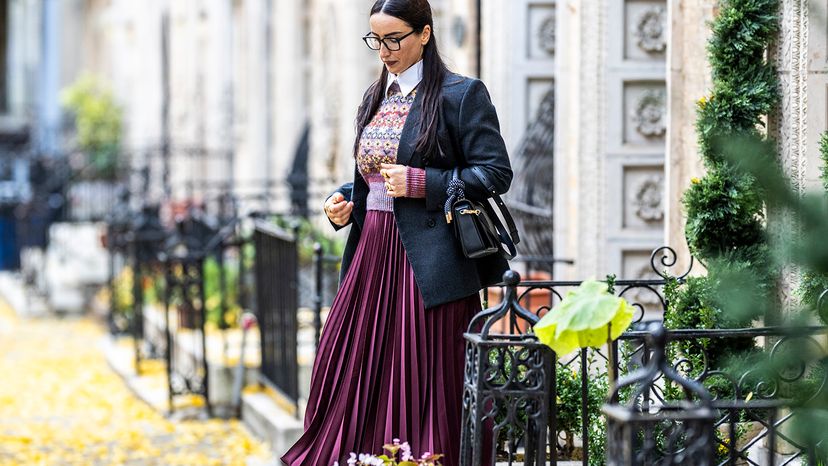 Woman wearing pleated skirt