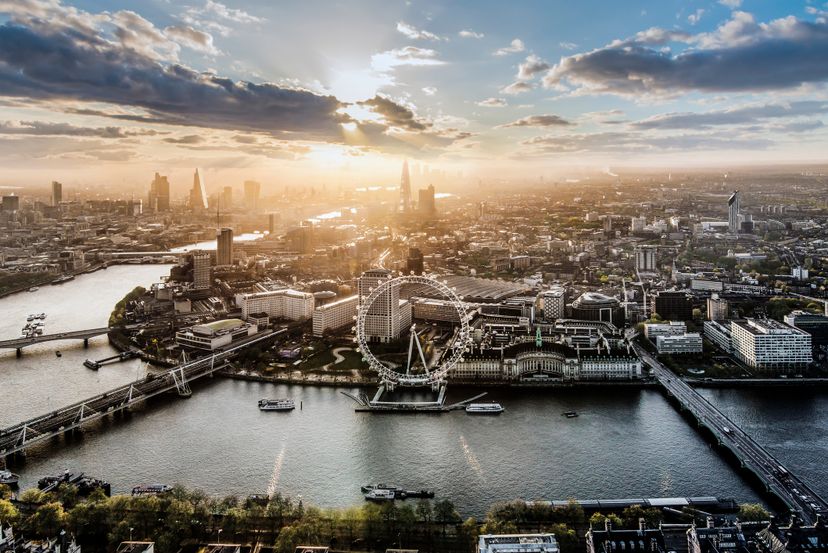 伦敦skyline with the London Eye