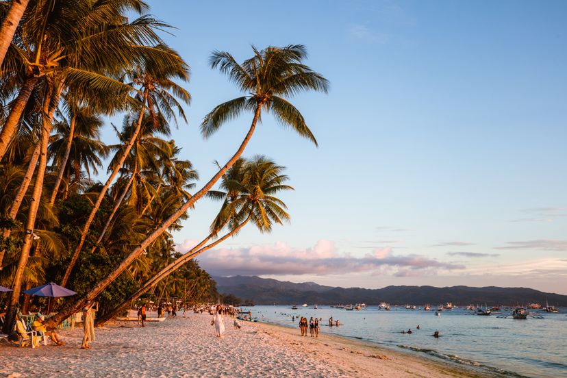 Sunset at the beach, Boracay island, Panay, Philippines