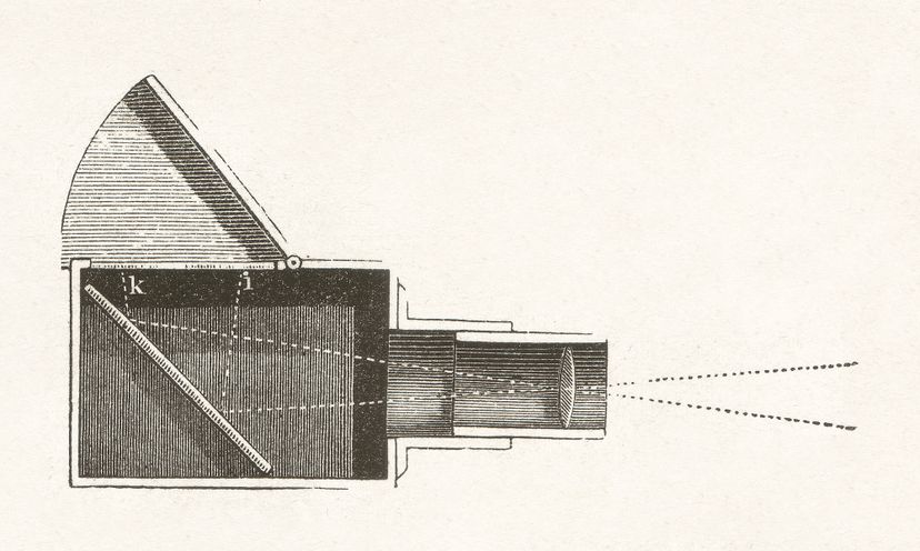Illustrated diagram of a portable camera obscura