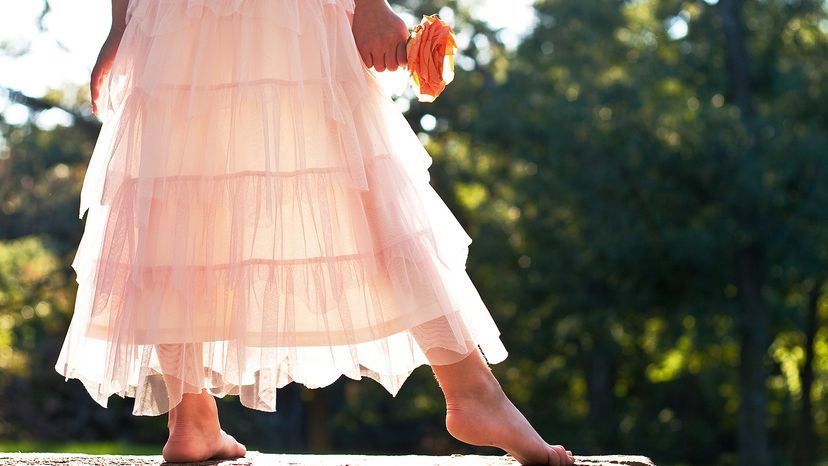 Girl wearing a tiered skirt